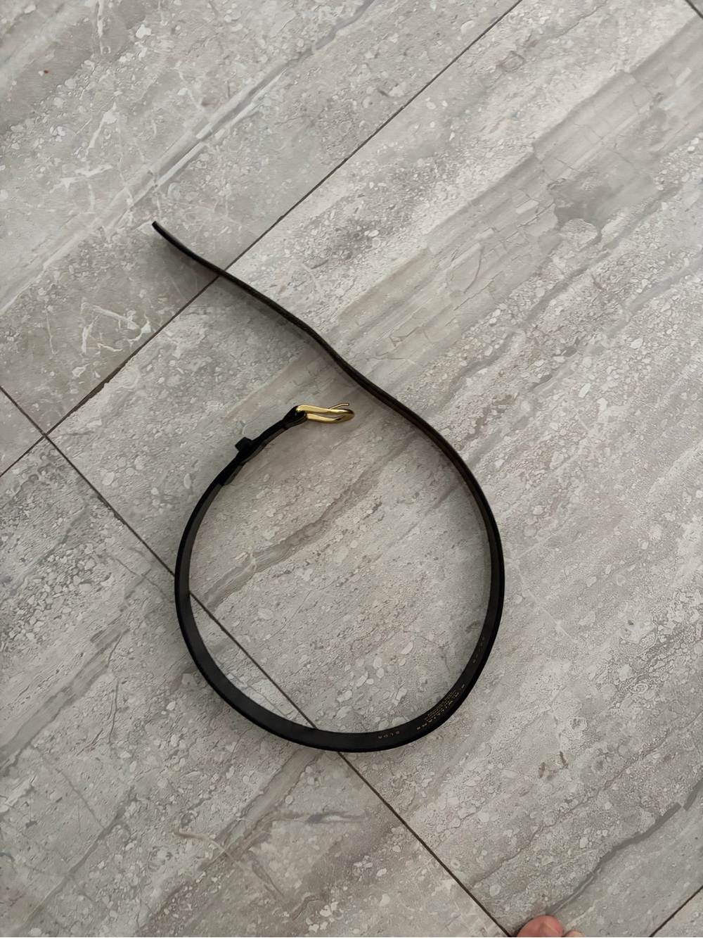 R.M. Williams Black Leather Belt with Gold-Tone Buckle